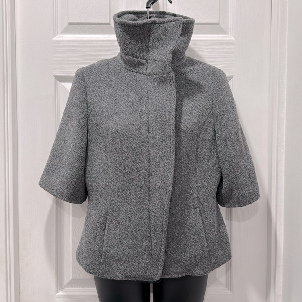 MaxMara Funnel Neck Short Sleeved Wool/Cashmere Blend Jacket
